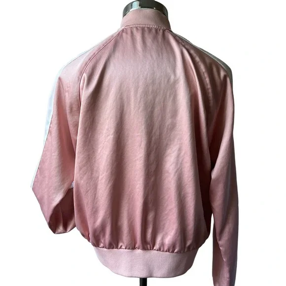PUMA Pink and White Satin Bomber Jacket Size Small - Picture 2 of 11